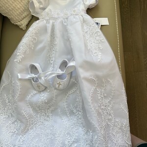 Charlotte Style - White Satin First Communion Dress: Lace Embroidery & Tulle Flower Girl Gown