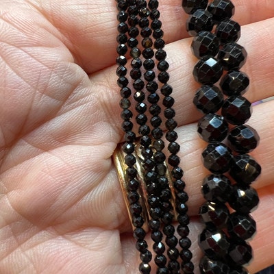 AAA Genuine Natural Black Tourmaline Faceted Round Beads 2mm 3mm 4mm ...