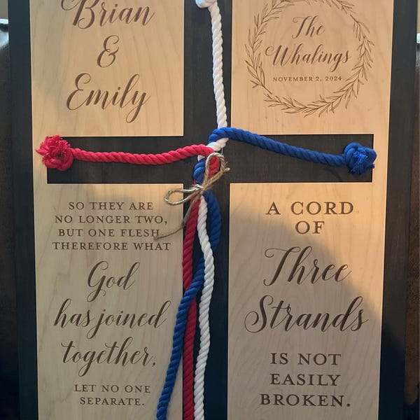 A Cord of Three Strands, Unity Wedding Sign, Rope Cross Unity Sign ...