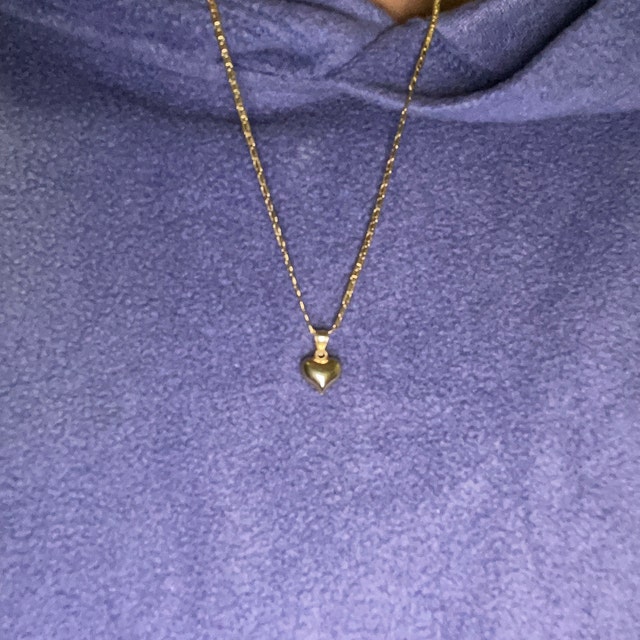 14K Gold Heart Necklace, Small Heart Necklace, Mini 3D Heart
