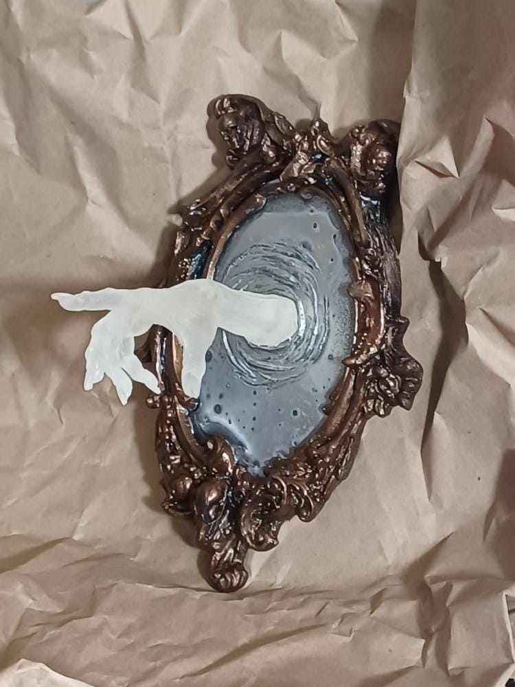 Spectral Hand Wall Plaque, Glow in the Dark Resin | Victorian Gothic Haunted Wall Art |Ghost Hand Gift for Halloween, Spooky Home Decor