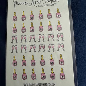 White Wine Stickers 1/2 Each, Alcohol Planner Stickers, Drink Stickers for Calendars, Planners ...