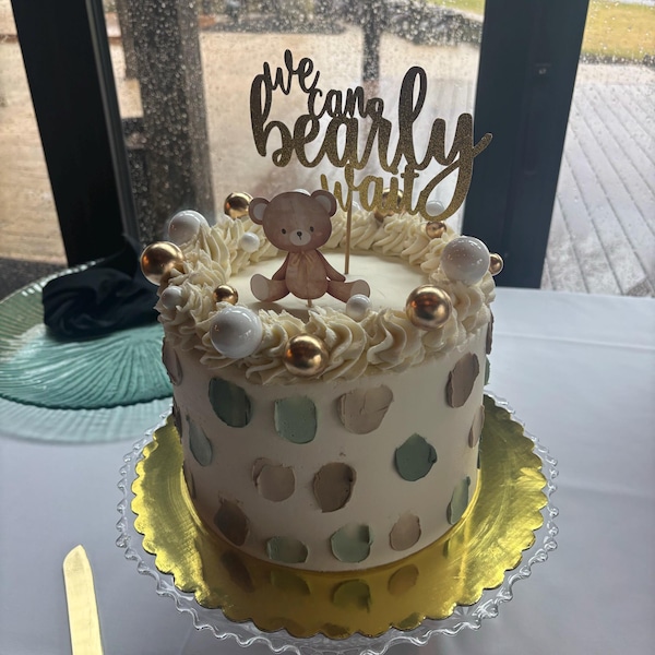 We Can Bearly Wait Cake Topper, Teddy Bear Baby Shower Cake Sign - Etsy
