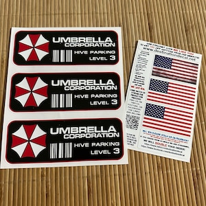 Umbrella Corporation Hive Parking Level 3 Resident Evil Vinyl Decal