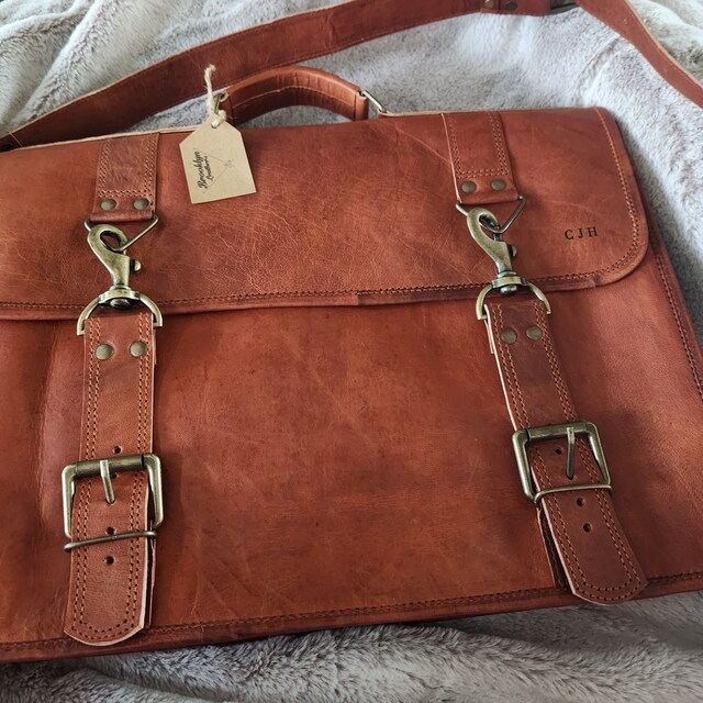 Custom Calgary Men s Leather Messenger Bag Etsy