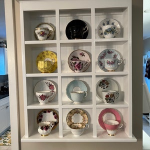 HOHIYA Espositore Da Parete Per Tazze Da Tè E Piattini - 2 Pezzi, Colore Nero, Metallico, Dimensioni 36x5x3 Cm, Porta Tazze Decorativo