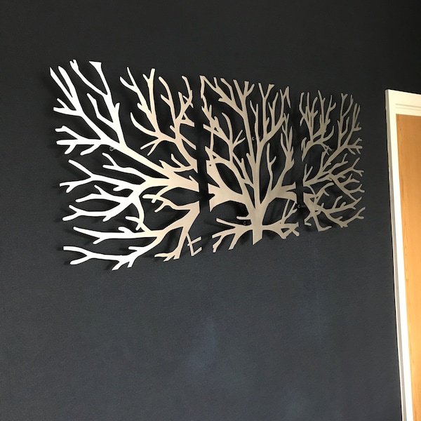 Metal Wall Art Tree of Life Decor 3D Sculpture 3 Piece Tree Brunch ...