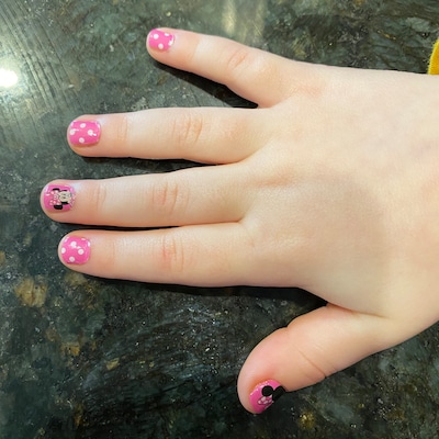 KIDS SIZED Pink Minnie Mouse Bows and Polka Dots Nail Polish - Etsy