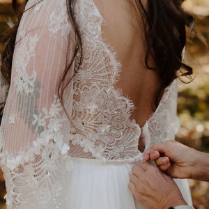 Flutter Sleeve, Beaded Lace Wedding Dress, Boho Wedding Dress, Bohemian  Wedding , Bell Sleeve, Wedding Dresses, Sexy Wedding Dress - Etsy