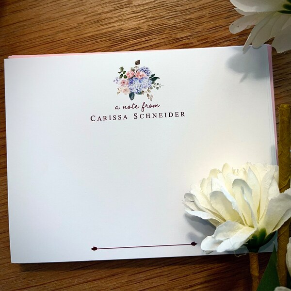 Personalized Floral Stationery | Personalized Stationary | Hydrangea ...
