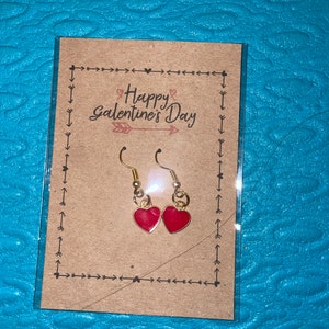 Happy Galentines Card Gold Heart Red Pink Black With Enamel