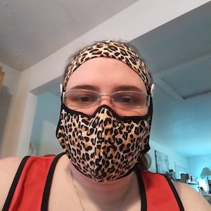 Made in USA, Leopard Face mask with nose wire, Washable, Reusable, Fast shipping, Filter pocket, Nose wire, comfy ears photo
