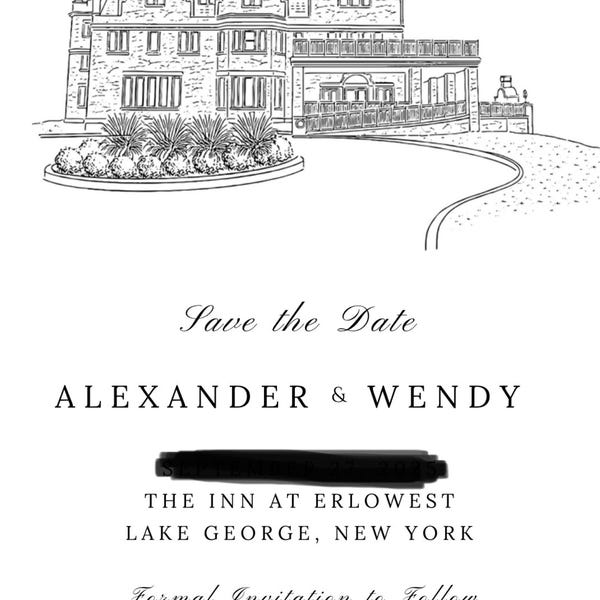 Custom Wedding Venue Sketch, Hand-drawn Illustration for Invitations ...