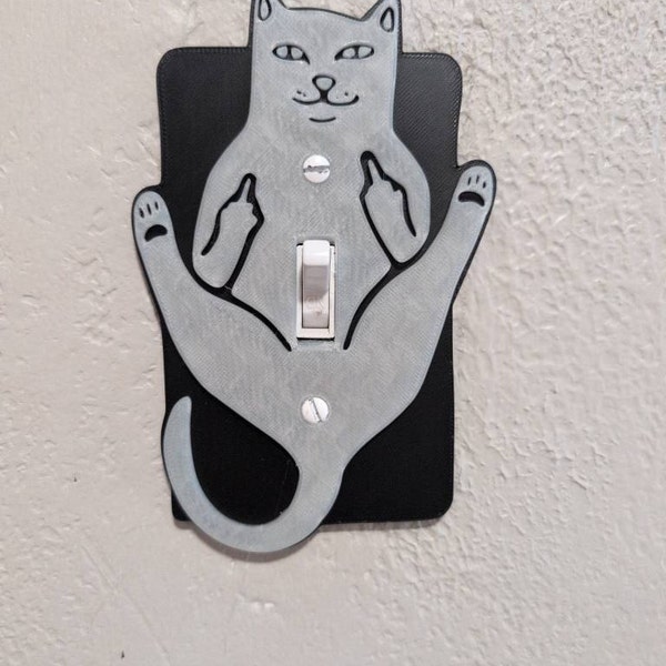 Funny Cat Middle Finger Light Switch Cover - Gag Gift - Unique Home ...