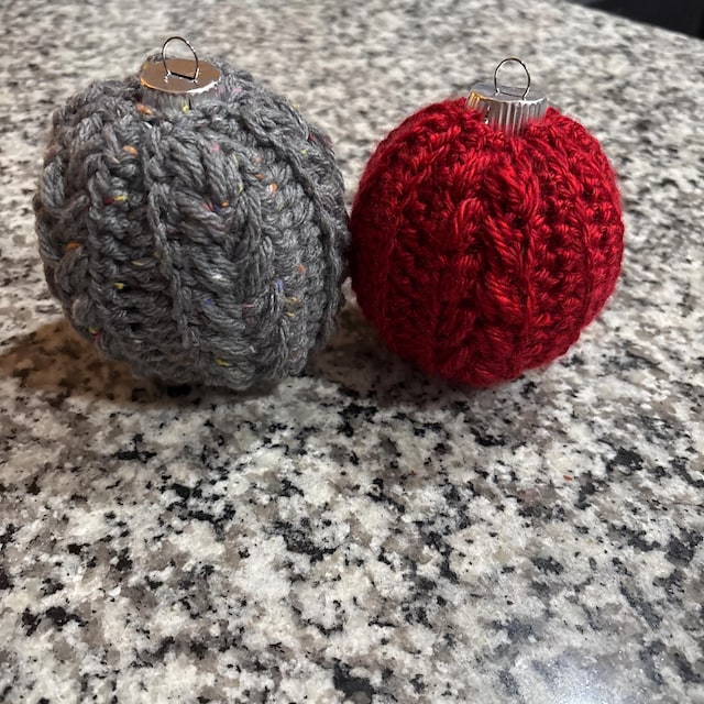 A customer's finished Autumn Wheat Bauble Ornament Crochet Pattern
