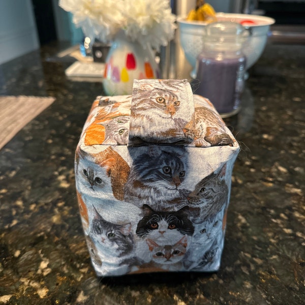 Blue Tissue Box Cover, Floral Printed Tissue Box Cover, Spring Decor ...