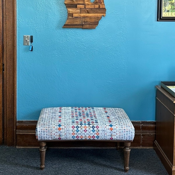 Floral Pattern Bench, Bench With Cushion, Ottoman Bench, Bench for ...