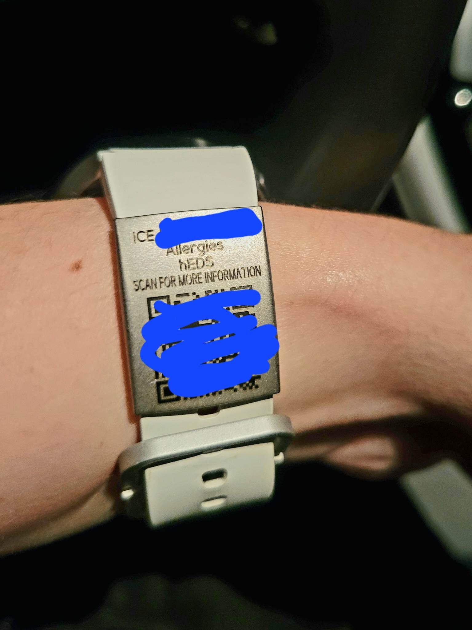 Medical alert id bracelet, QR Code for id bracelet, ICE emergency id, QR Code bracelet, med id for silicone band, id for apple watch