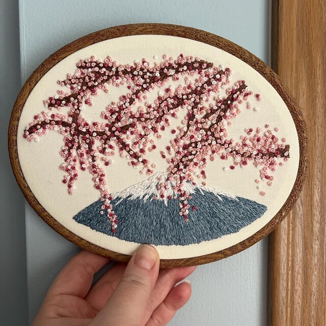 Cherry Blossom Embroidery Pattern PDF | Sakura Views Landscape