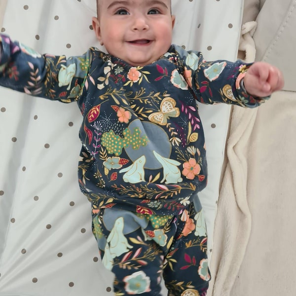 Babyhug Full Length Knit Leggings Floral Print - Navy Blue