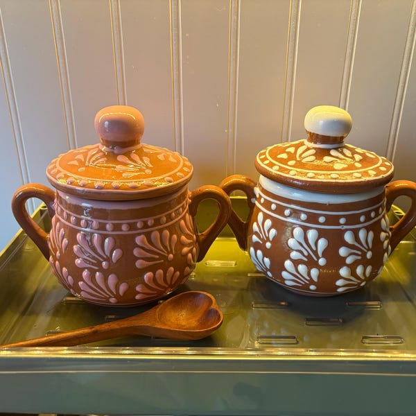 Handmade Mexican Barro Sugar Bowl With Lid Rustic Clay Container ...