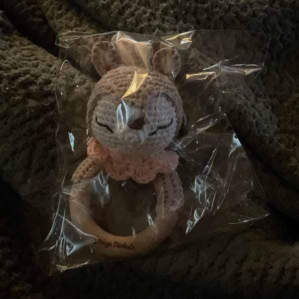 Custom Animal Crochet Rattle, Montessori Toy, Personalized Baby Rattle ...