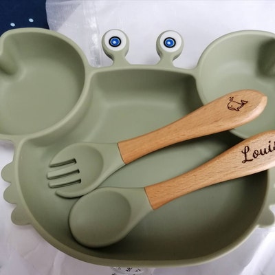 Coffret Repas Bébé 10 Pièces Silicone - Assiette Ventouse, Bavoir Et Couverts Montessori