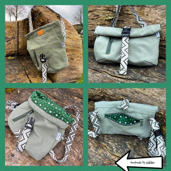 PDF Sewing Pattern Roll Top Sling Bag – Crossbody Messenger Bag DIY ...