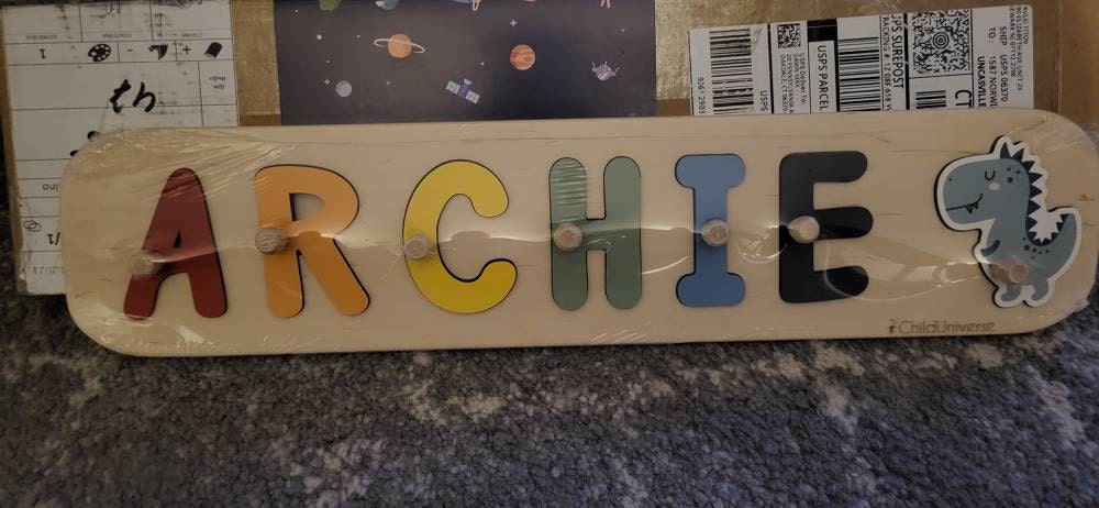 New Baby Gift Wood Name Puzzle for Toddler Montessori Puzzle, First Birthday Gift for Baby Boy Baby Girl, Wooden Toys, Custom Gift for Kids