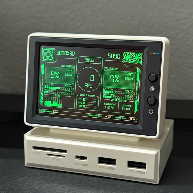 AIDA64 Sensor Panel Skin 1024x600 | Cyber Green HUD | Sci-fi Tech