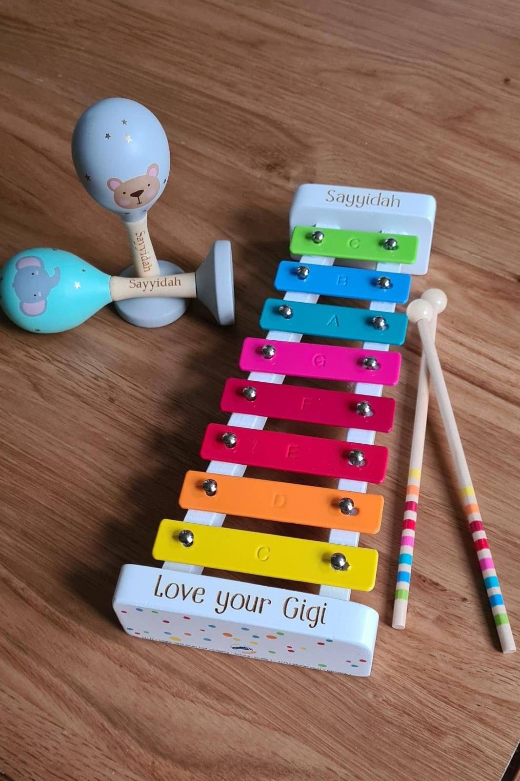 Personalised White Wooden Rainbow Xylophone - Baby Toy - Children&#39;s Music Maker - Musical Toy - Early Learning - Christmas Gift - Kids