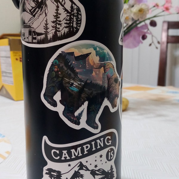 Outdoor Adventure Stickers for Water Bottles, Camping Hiking Sticker ...