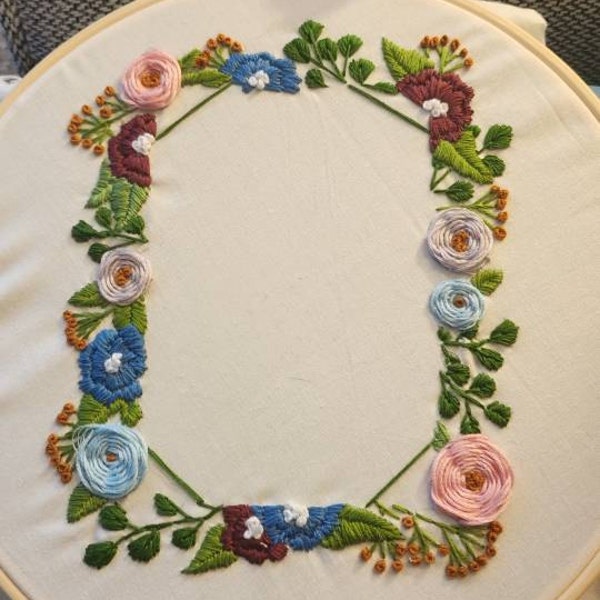 PDF Pattern, Floral Embroidery, 4x6
