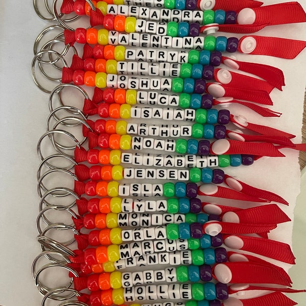 School Teacher Class Gift, Personalised Beaded Keyring, Handmade ...