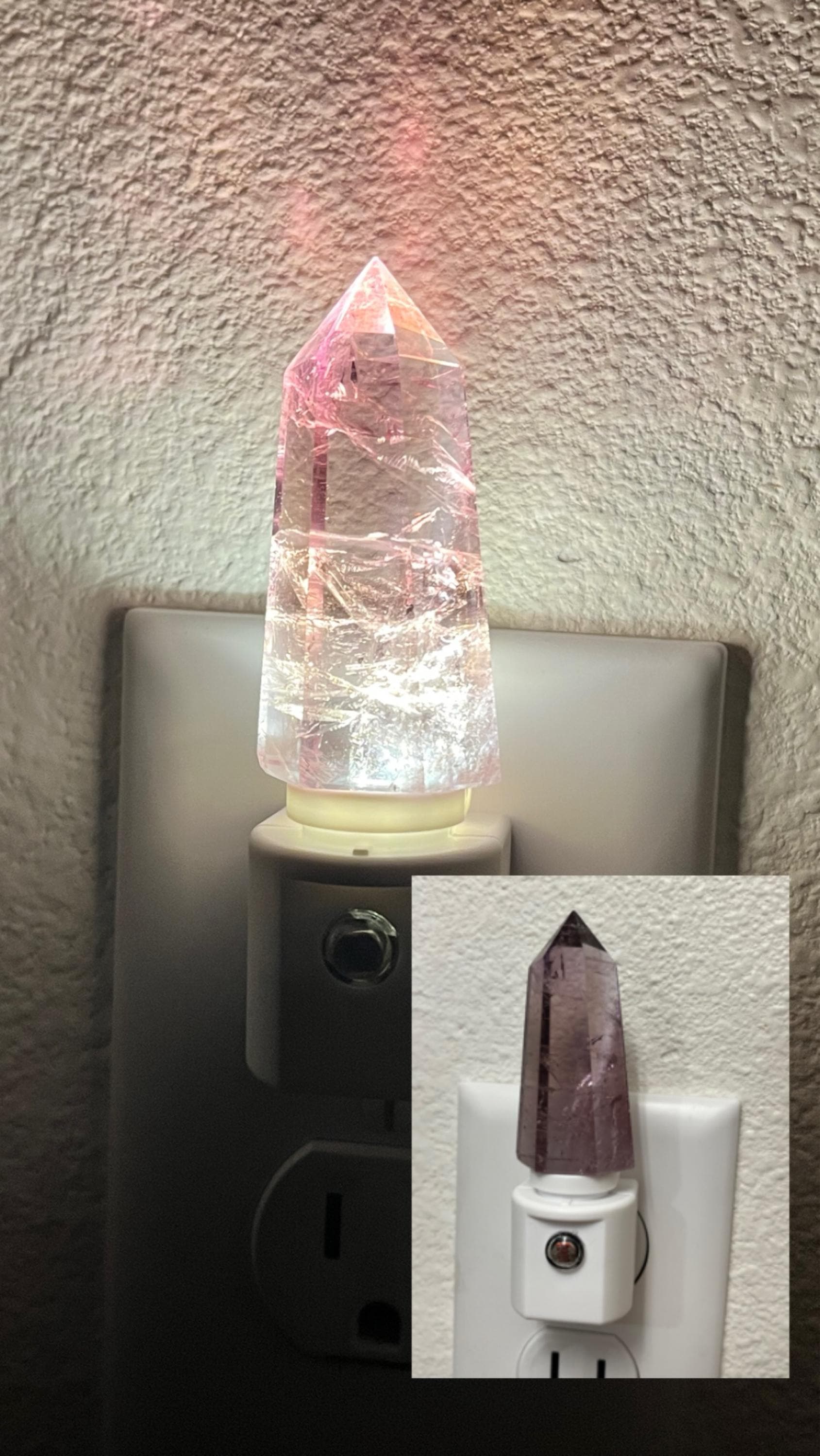 Amethyst Crystal Tower LED Night Light with Light Sensor / Babyshower Gift / Baby Shower Gift