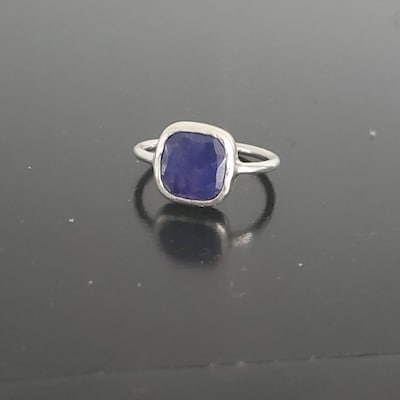 Large Raw Sapphire Bezel Ring Natural Square Navy Sapphire - Etsy