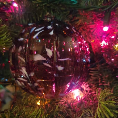 Midnight Flurries, Hand Blown Glass Ornament - Etsy