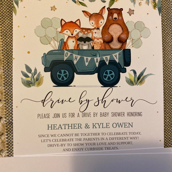 Editable Drive by Baby Shower Invitation Woodland Animal Drive Through ...