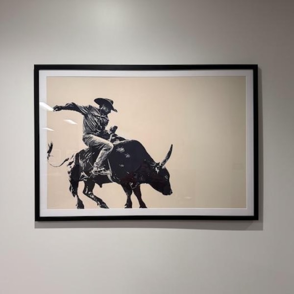 Gothic Western Bull Rider Print - Minimalist Rodeo Wall Decor - Etsy