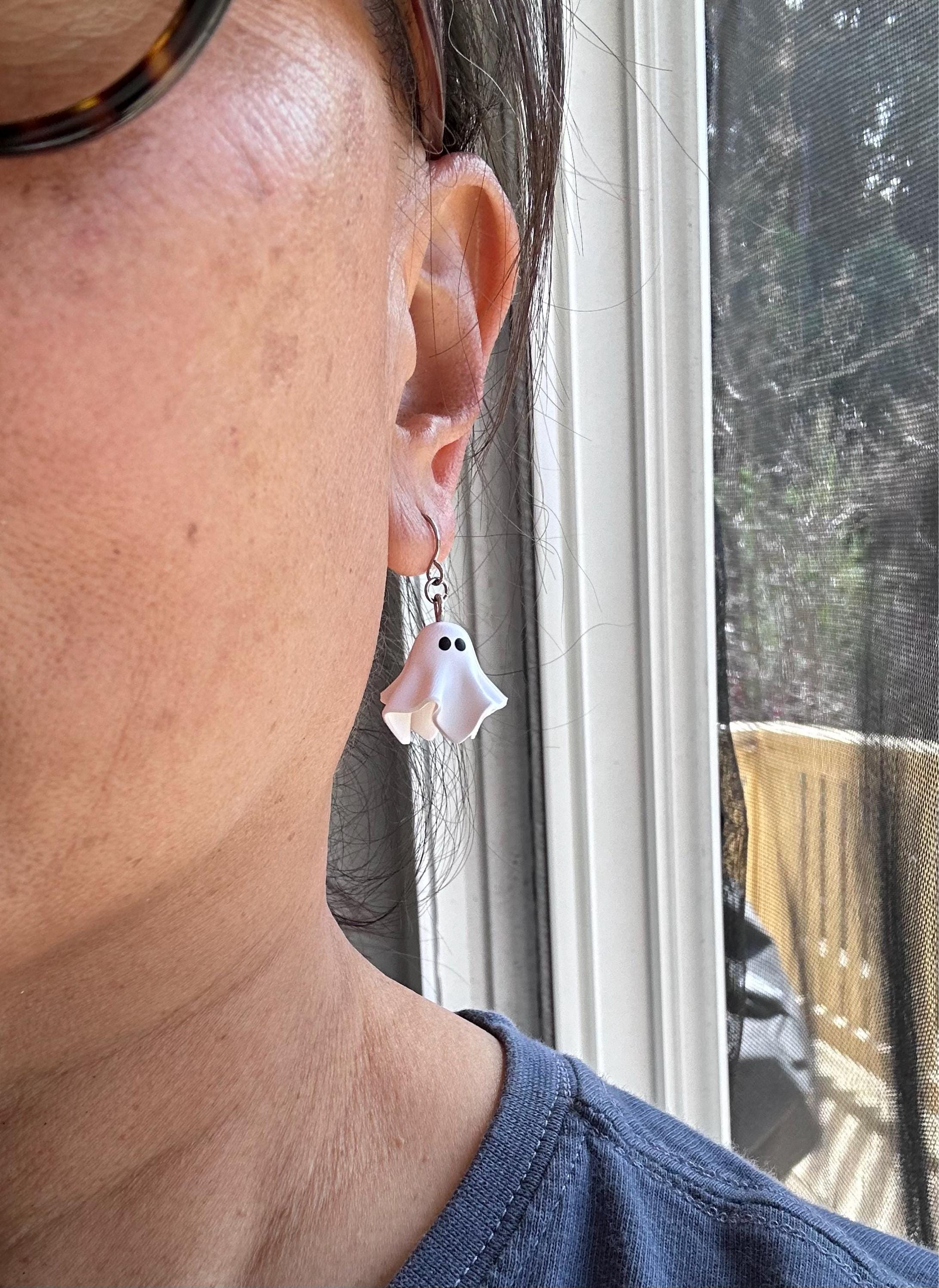 Sheet Ghost Dangle Earrings, Stainless Steel Nickle Free Metal Earring, Halloween Spooky Earrings