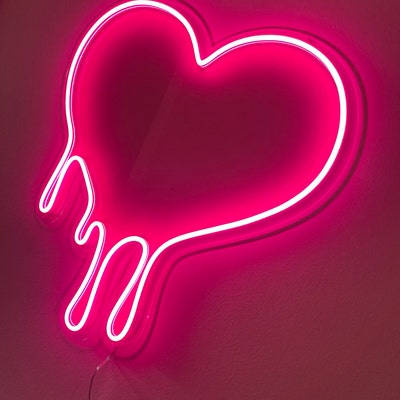 Dripping Heart Neon Sign, Neon Sign Bedroom Heart, Neon Light Heart ...