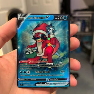 Christmas Ash Greninja V Gx Vsstar Pokemon Custom Card Holographic