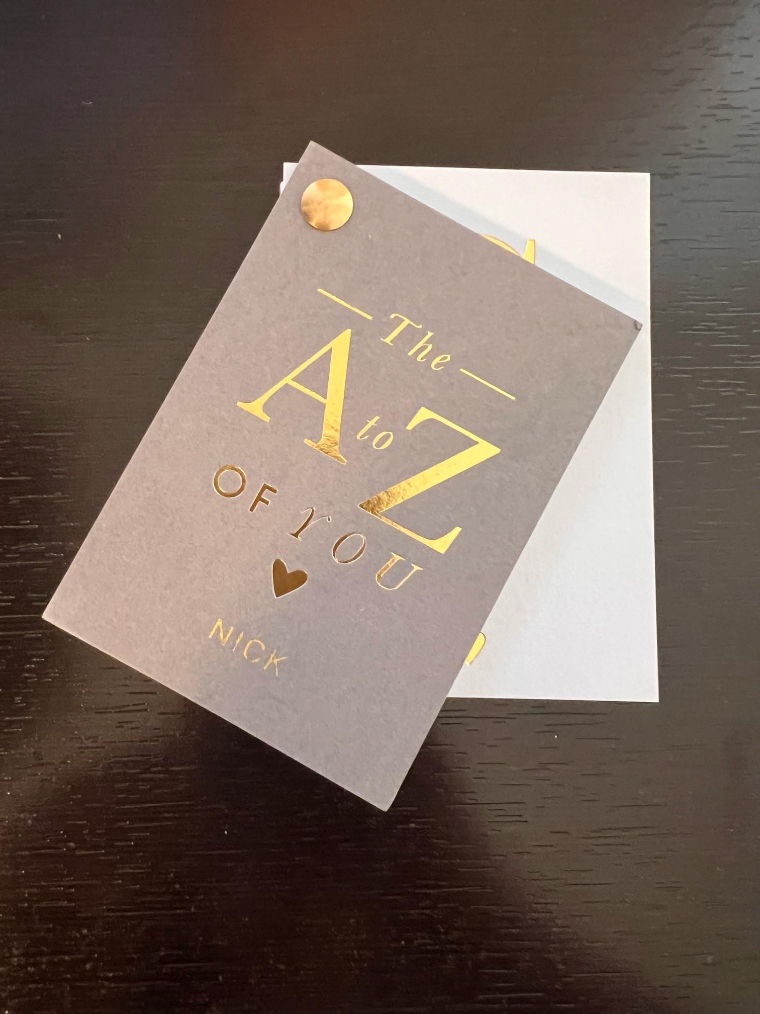 A to Z of You Book - Anniversary Gift - Engagement Gift  - Paper Anniversary Gift - Proposal Ideas - First Anniversary Gift