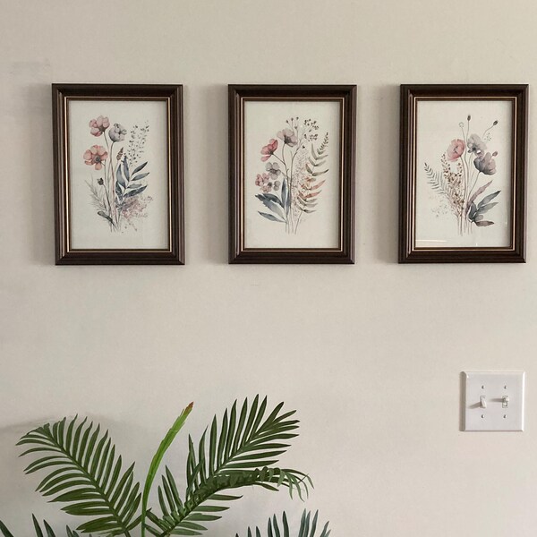 Set of 3 Watercolor Wildflower Print Wildflower Wall Art Prints Wild ...