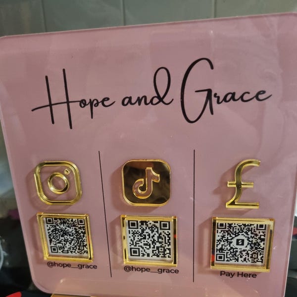 Panneau QR Code Personnalisable Pahdecor - Multi-Réseaux Sociaux - Acrylique Pour Commerce