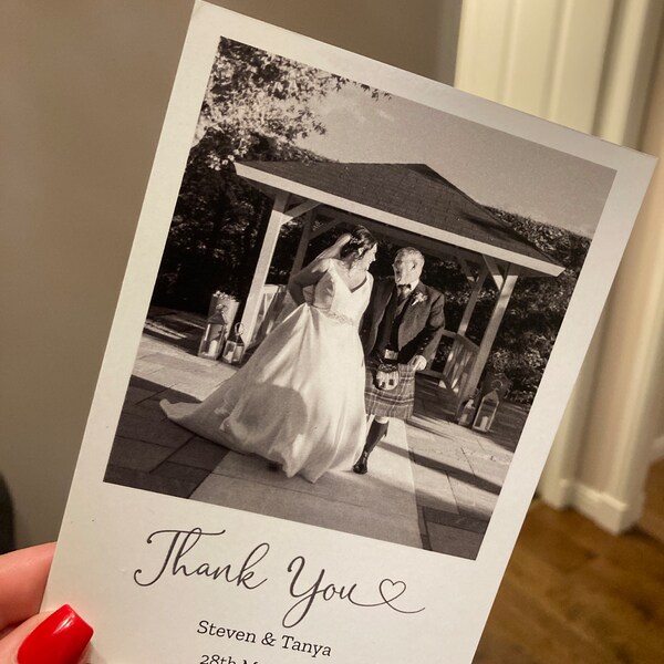 Personalised Photo Wedding Thank You Cards, Double Sided, With ...