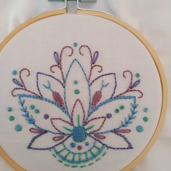 Learn to Embroider With This Mini Lotus Flower Hand Embroidery Printed ...