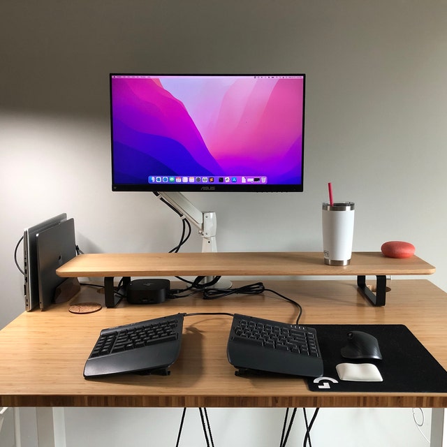 Oakywood Desk Shelf, Dual Monitor Stand Wood, Home Office, Desk