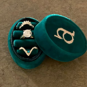 Three Ring Box, Oval Ring Box, Velvet Ring Box, Wedding Ring Box ...