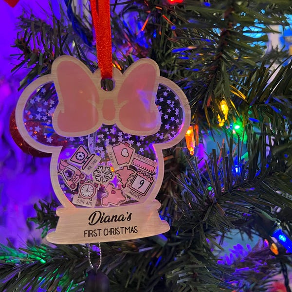 Custom Minnie Mouse First Christmas Ornament, Baby's First Christmas ...